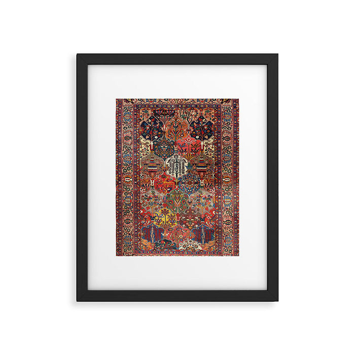 Antique Bakhtiari Oriental Jewel Persian Carpet Framed Art Print Gallery Image 1