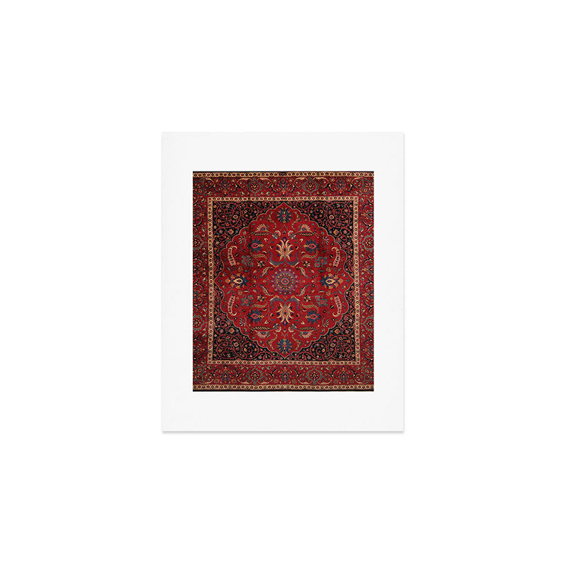 Antique Burgundy Wine Persian Mashad Oriental Rug Art Print Gallery Image 1