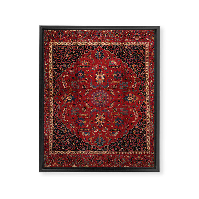 Antique Burgundy Wine Persian Mashad Oriental Rug Framed Canvas Print Gallery Image 1