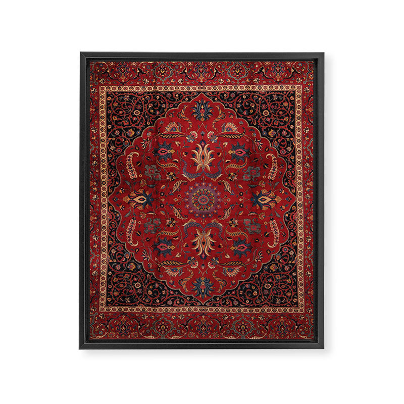 Antique Burgundy Wine Persian Mashad Oriental Rug Framed Canvas Print Gallery Image 6