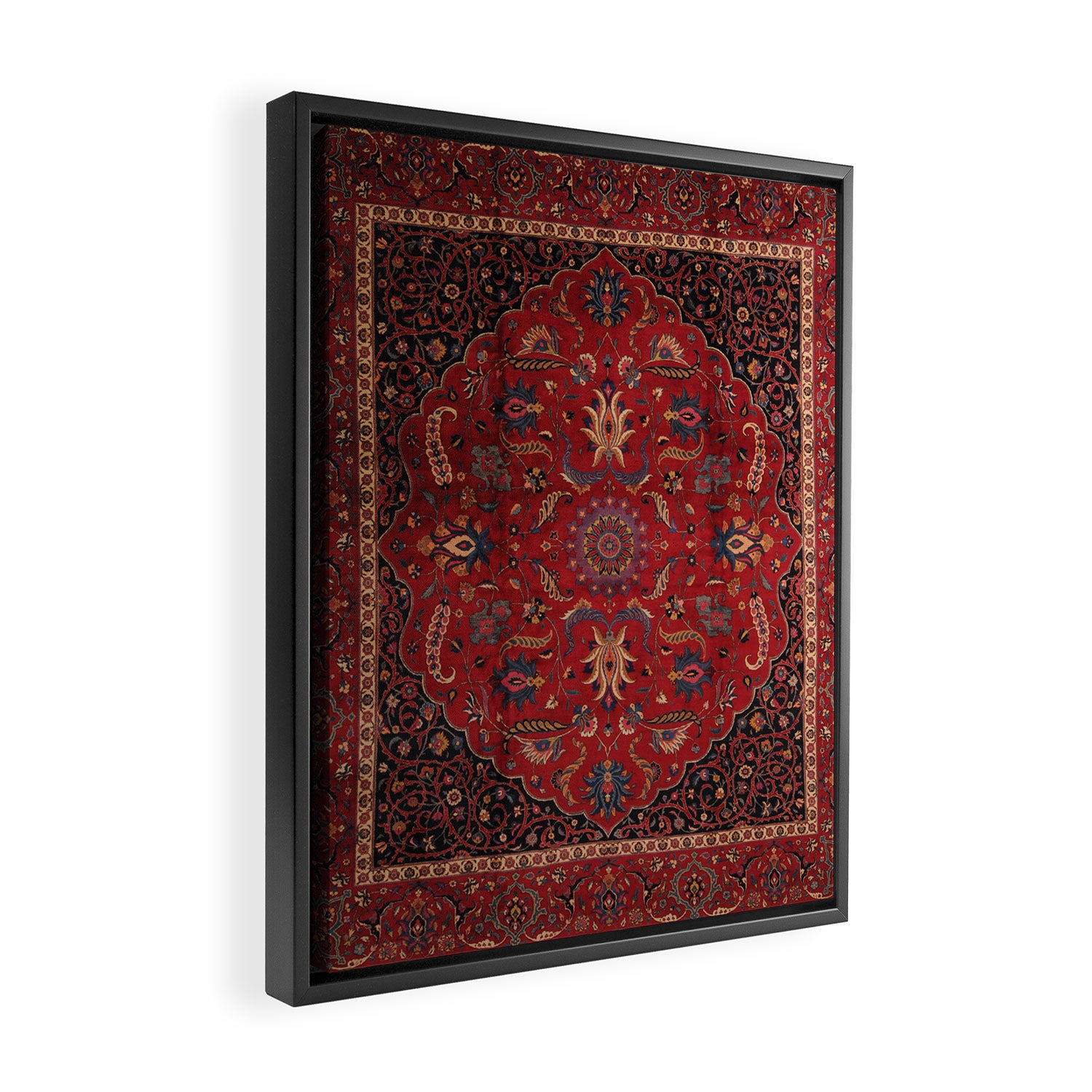 Antique Burgundy Wine Persian Mashad Oriental Rug Framed Canvas Print Gallery Image 2