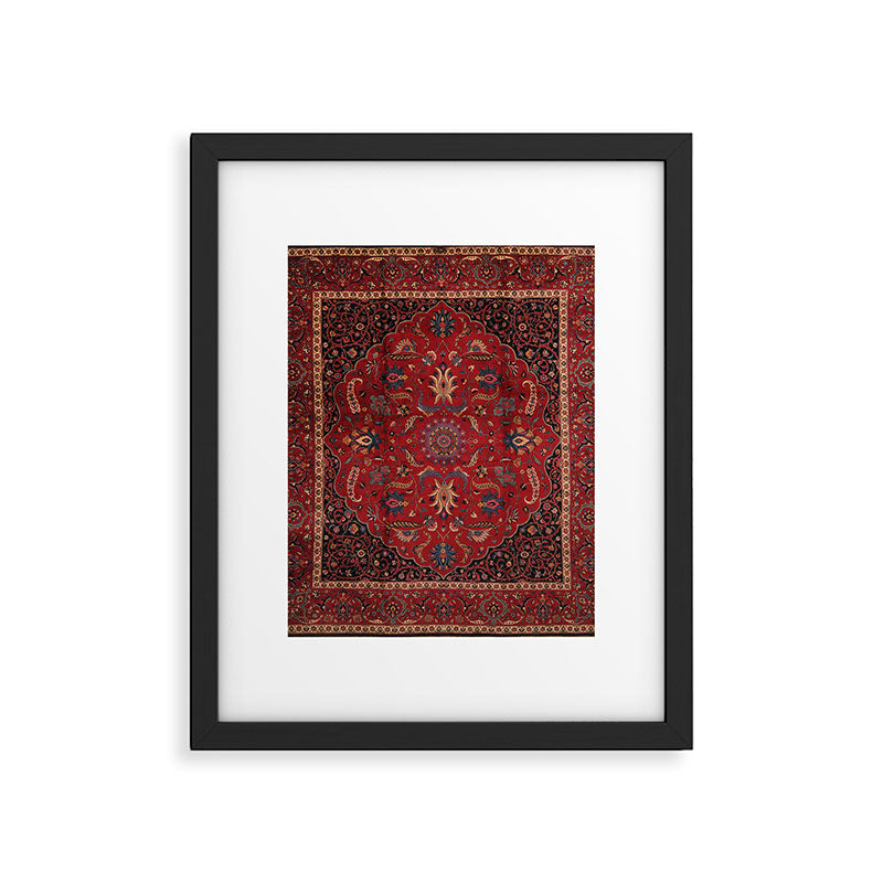 Antique Burgundy Wine Persian Mashad Oriental Rug Framed Art Print Gallery Image 5