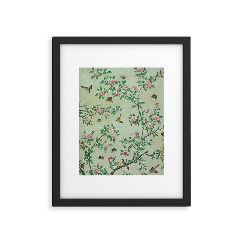 Antique Chinoiserie Peony Flower Bird Garden 1800 Framed Art Print Gallery Image 5