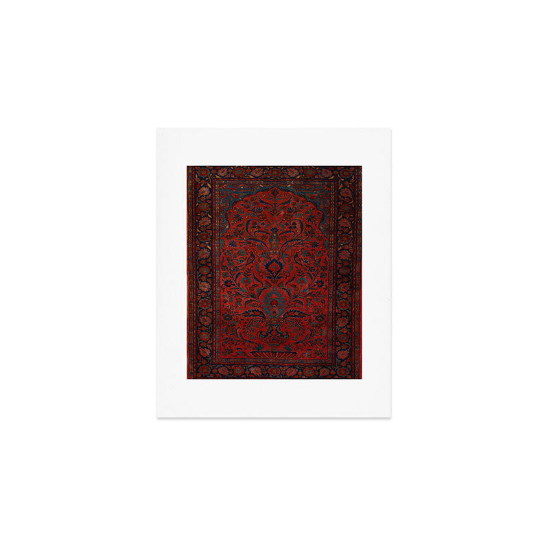 Antique Crimson Manchester Kashan Floral Persian Rug Print Art Print Gallery Image 1
