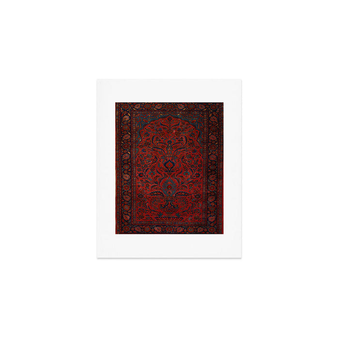 Antique Crimson Manchester Kashan Floral Persian Rug Print Art Print Gallery Image 1