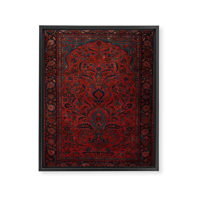 Antique Crimson Manchester Kashan Floral Persian Rug Print Framed Canvas Print Gallery Image 6