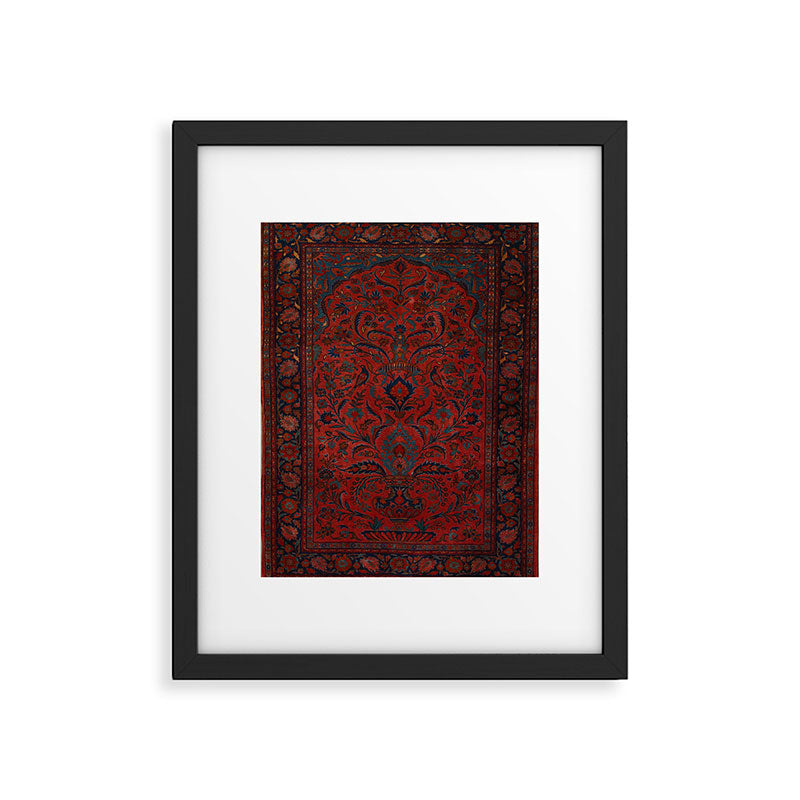 Antique Crimson Manchester Kashan Floral Persian Rug Print Framed Art Print Gallery Image 5