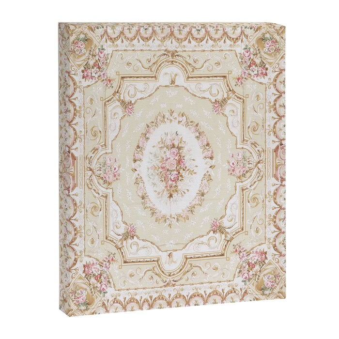 Antique French 19th Century Aubusson Rose Floral Canvas Print Gallery Image 1