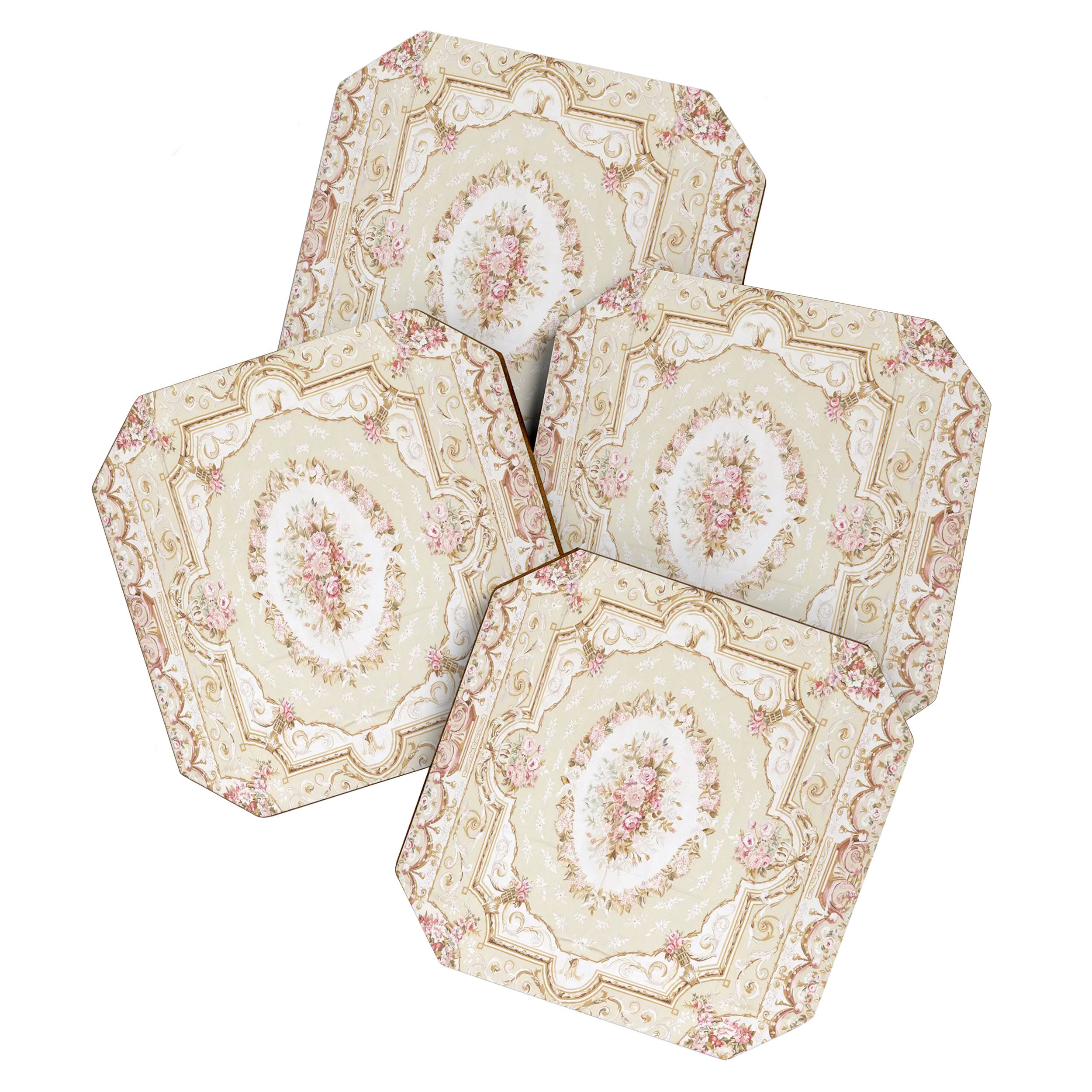 Antique French 19th Century Aubusson Rose Floral Coaster Gallery Image 1