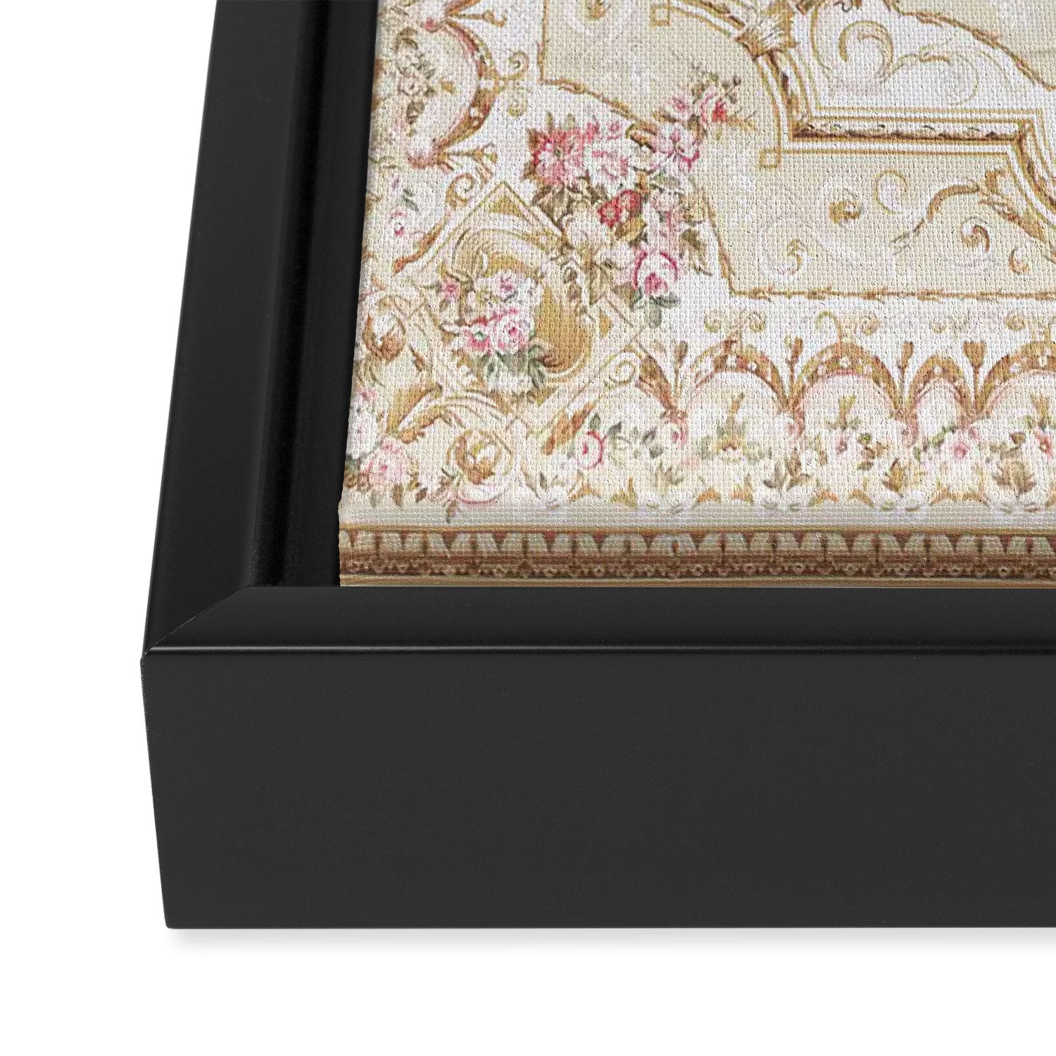 Antique French 19th Century Aubusson Rose Floral Framed Canvas Print Gallery Image 3