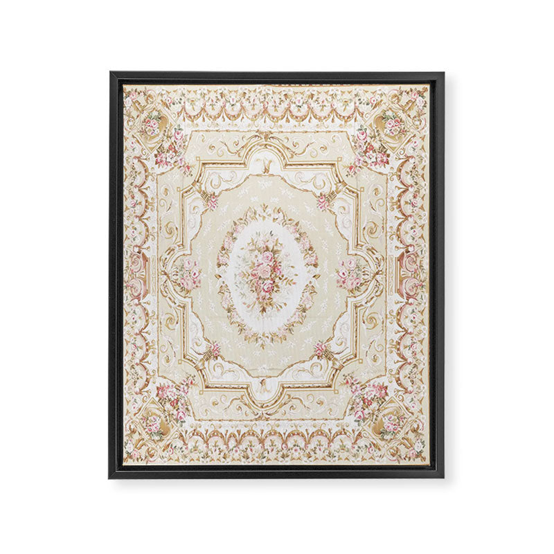 Antique French 19th Century Aubusson Rose Floral Framed Canvas Print Gallery Image 6