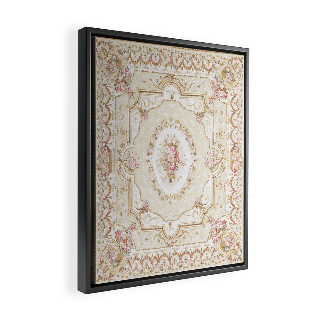 Antique French 19th Century Aubusson Rose Floral Framed Canvas Print Gallery Image 2