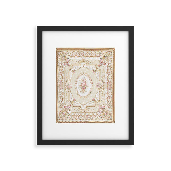 Antique French 19th Century Aubusson Rose Floral Framed Art Print Gallery Image 1