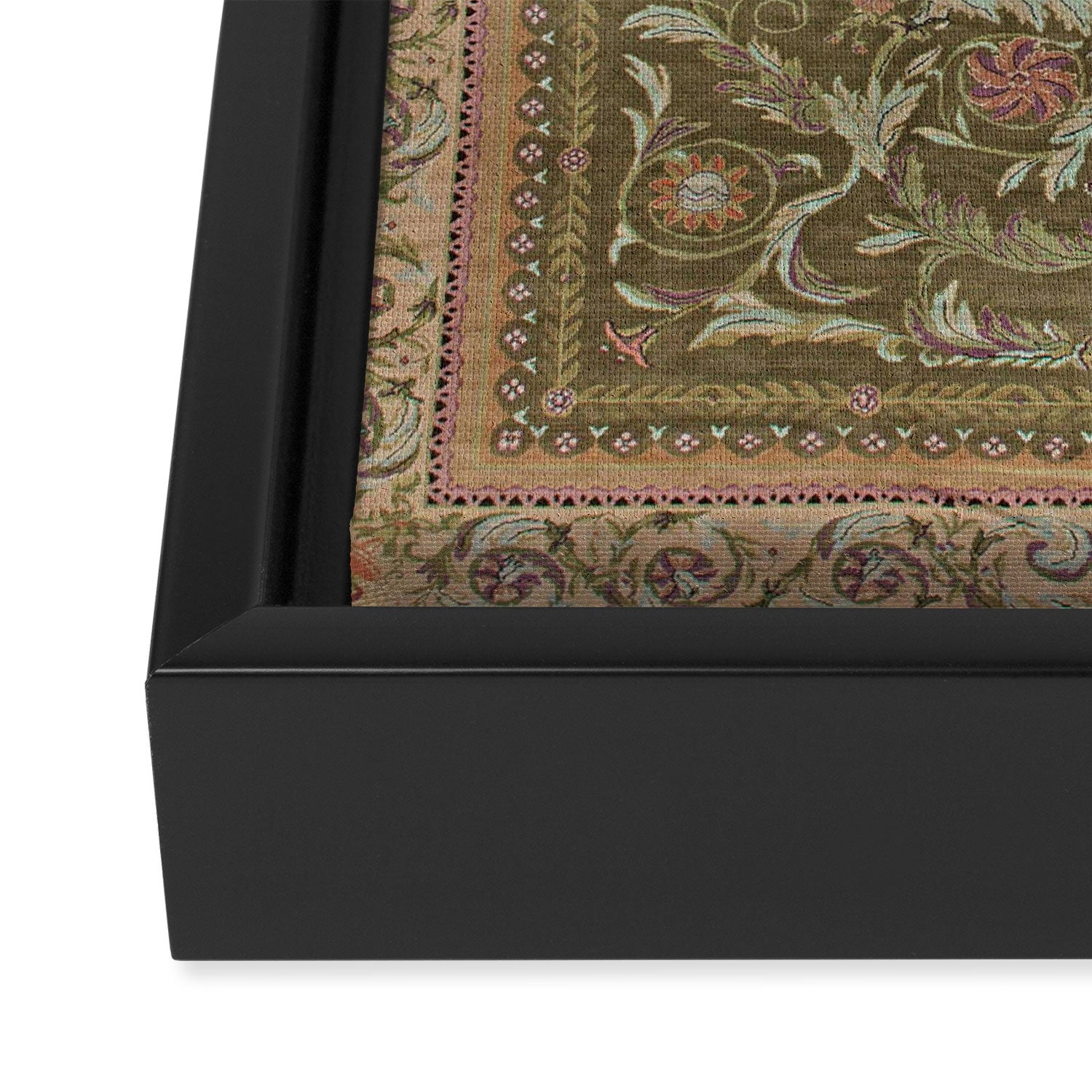 Antique French Art Nouveau Savonnerie Sage Green Blush Carpet Framed Canvas Print Gallery Image 3