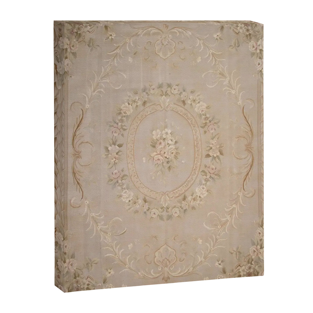 Antique French Aubusson Carpet Beige Rose Floral Canvas Print Gallery Image 6