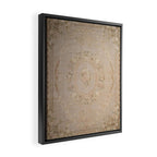 Antique French Aubusson Carpet Beige Rose Floral Framed Canvas Print Gallery Image 2
