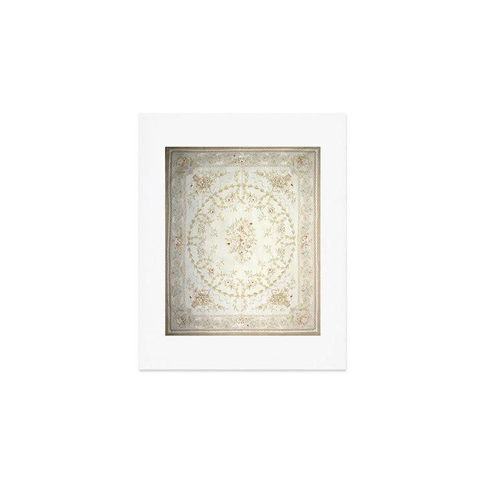 Antique French Aubusson Carpet Cream Rose Sage Floral Art Print Gallery Image 1