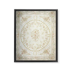 Antique French Aubusson Carpet Cream Rose Sage Floral Framed Canvas Print Gallery Image 6