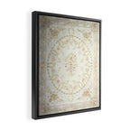 Antique French Aubusson Carpet Cream Rose Sage Floral Framed Canvas Print Gallery Image 2