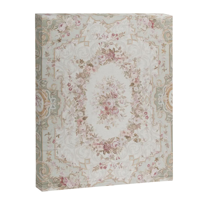 Antique French Aubusson Rose Sage Floral Canvas Print Gallery Image 1