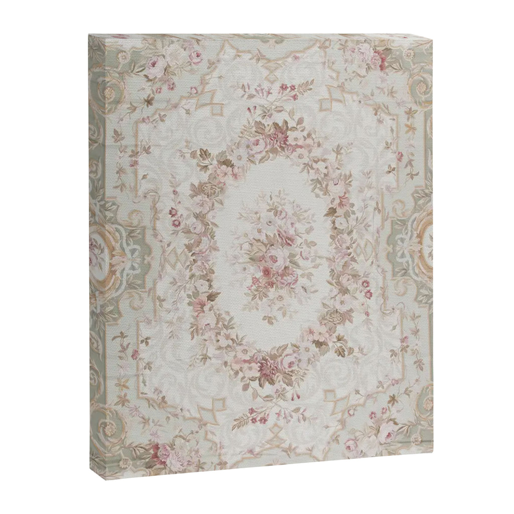 Antique French Aubusson Rose Sage Floral Canvas Print Gallery Image 6