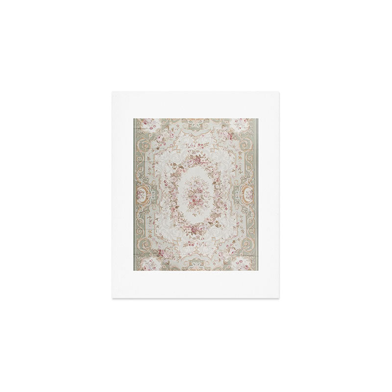 Antique French Aubusson Rose Sage Floral Art Print Gallery Image 1
