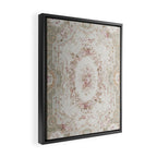 Antique French Aubusson Rose Sage Floral Framed Canvas Print Gallery Image 2
