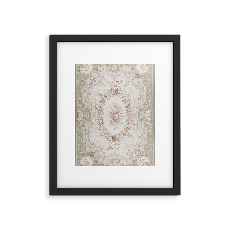Antique French Aubusson Rose Sage Floral Framed Art Print Gallery Image 5
