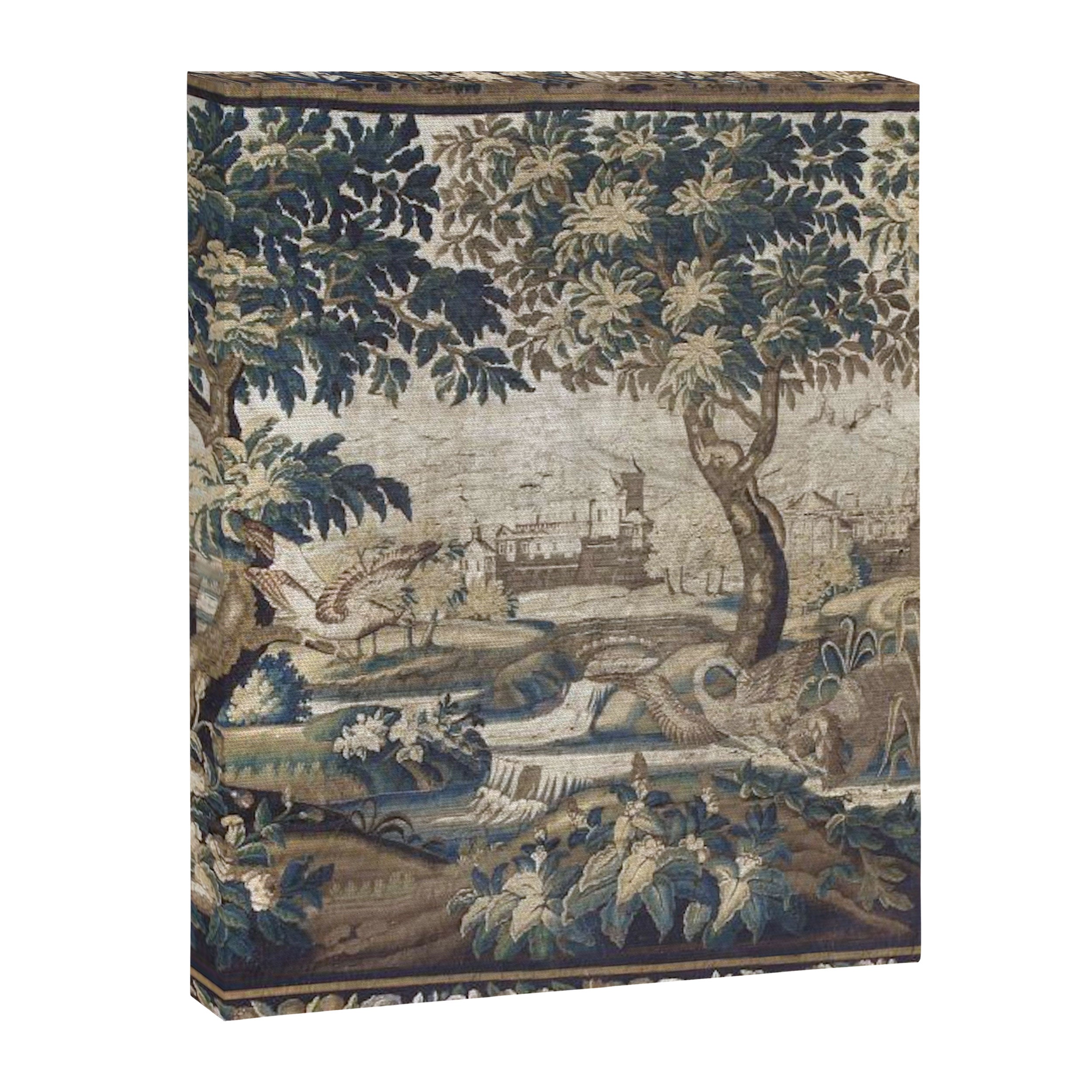 Antique French Aubusson Verdure Forest River Swans Tapestry Canvas Print Gallery Image 6