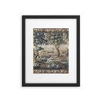 Antique French Aubusson Verdure Forest River Swans Tapestry Framed Art Print Gallery Image 5