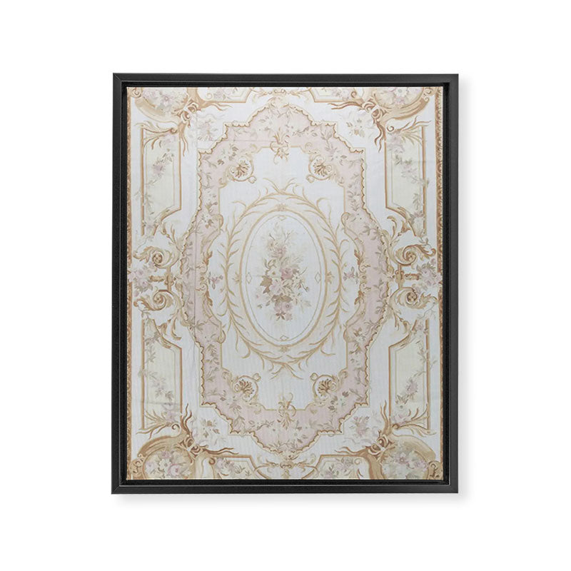Antique French Aubusson Vintage Rose Floral Framed Canvas Print Gallery Image 6