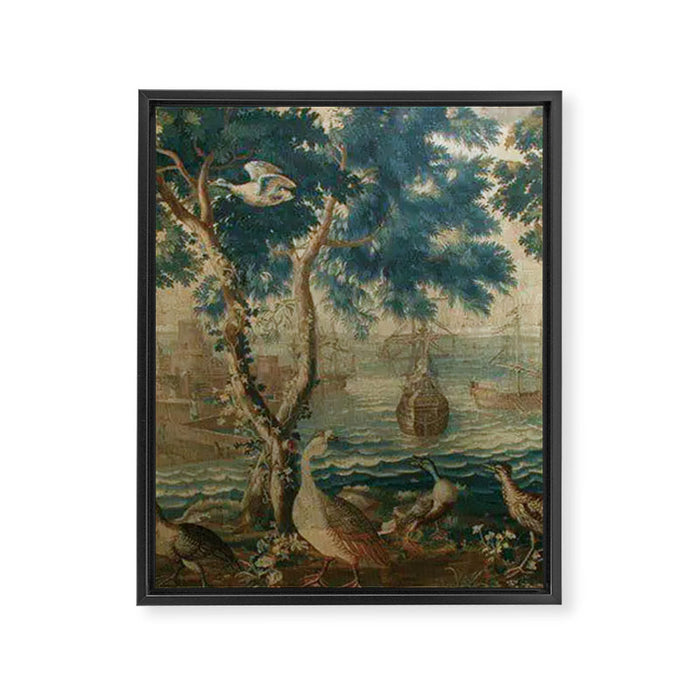 Antique French Louis XIV Beauvais Landscape Tapestry Framed Canvas Print Gallery Image 1