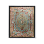 Antique French Rose Blue Aubusson  Framed Canvas Print Gallery Image 6