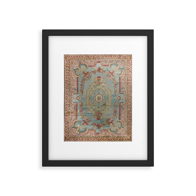 Antique French Rose Blue Aubusson  Framed Art Print Gallery Image 4
