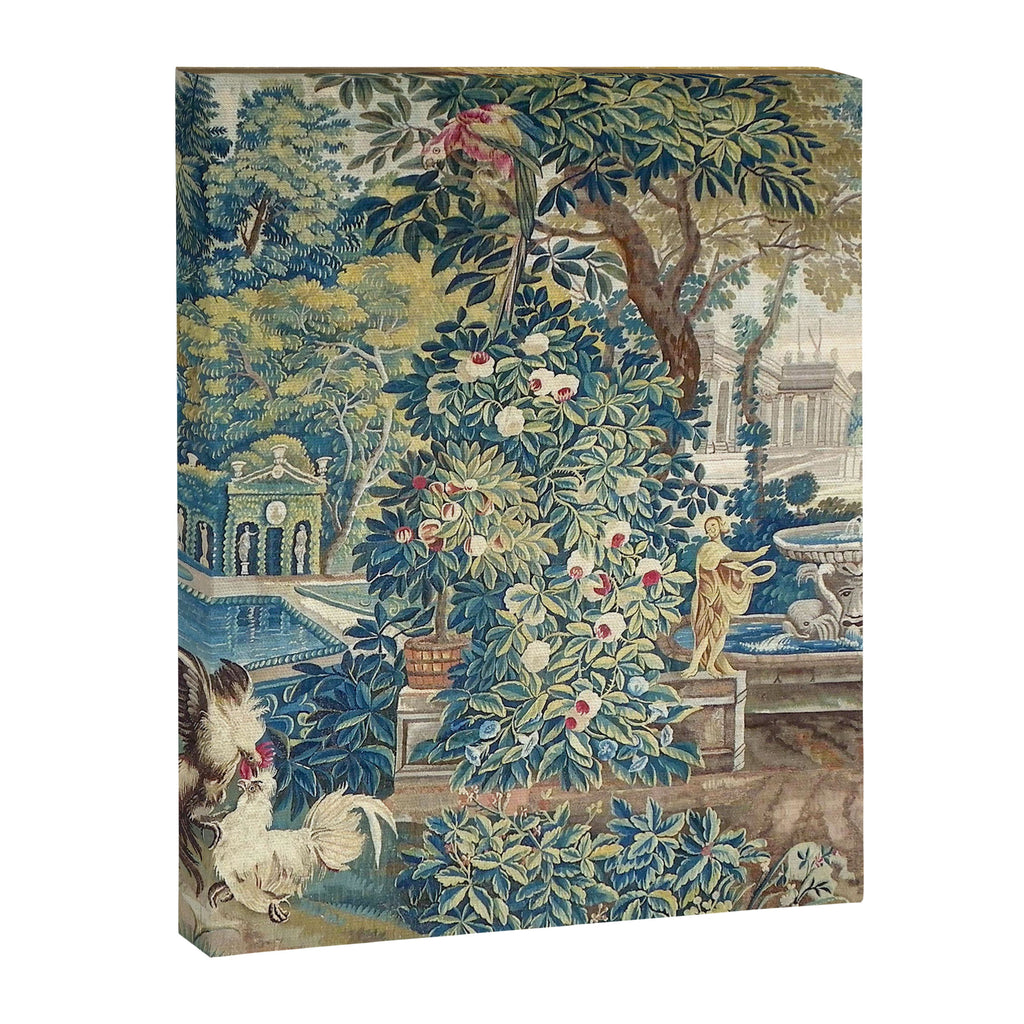 Antique French Verdure Chateau Fountain Tapestry Canvas Print Gallery Image 6