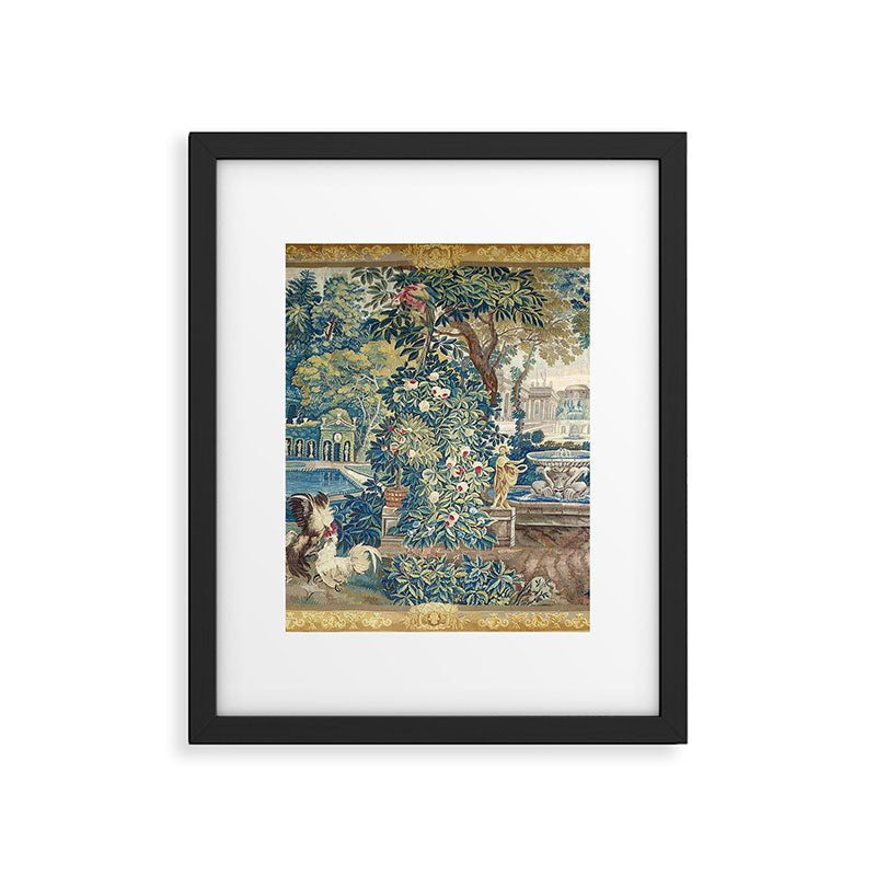 Antique French Verdure Chateau Fountain Tapestry Framed Art Print Gallery Image 5