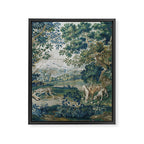 Antique French Verdure Hunting Scene Tapestry Framed Canvas Print Gallery Image 6