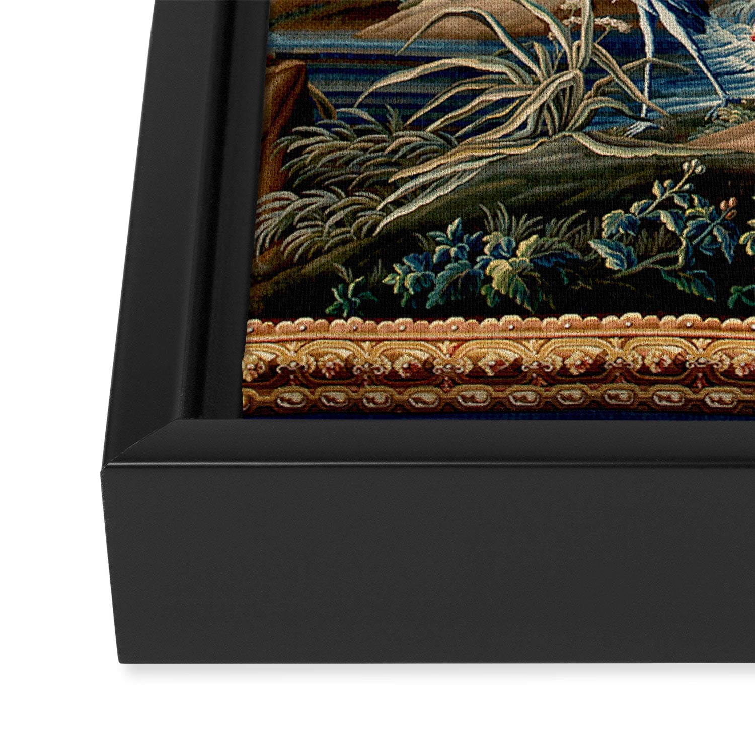 Antique French Verdure Magical Forest Landscape Tapestry Framed Canvas Print Gallery Image 3
