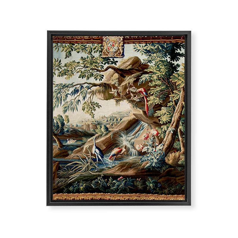 Antique French Verdure Magical Forest Landscape Tapestry Framed Canvas Print Gallery Image 8