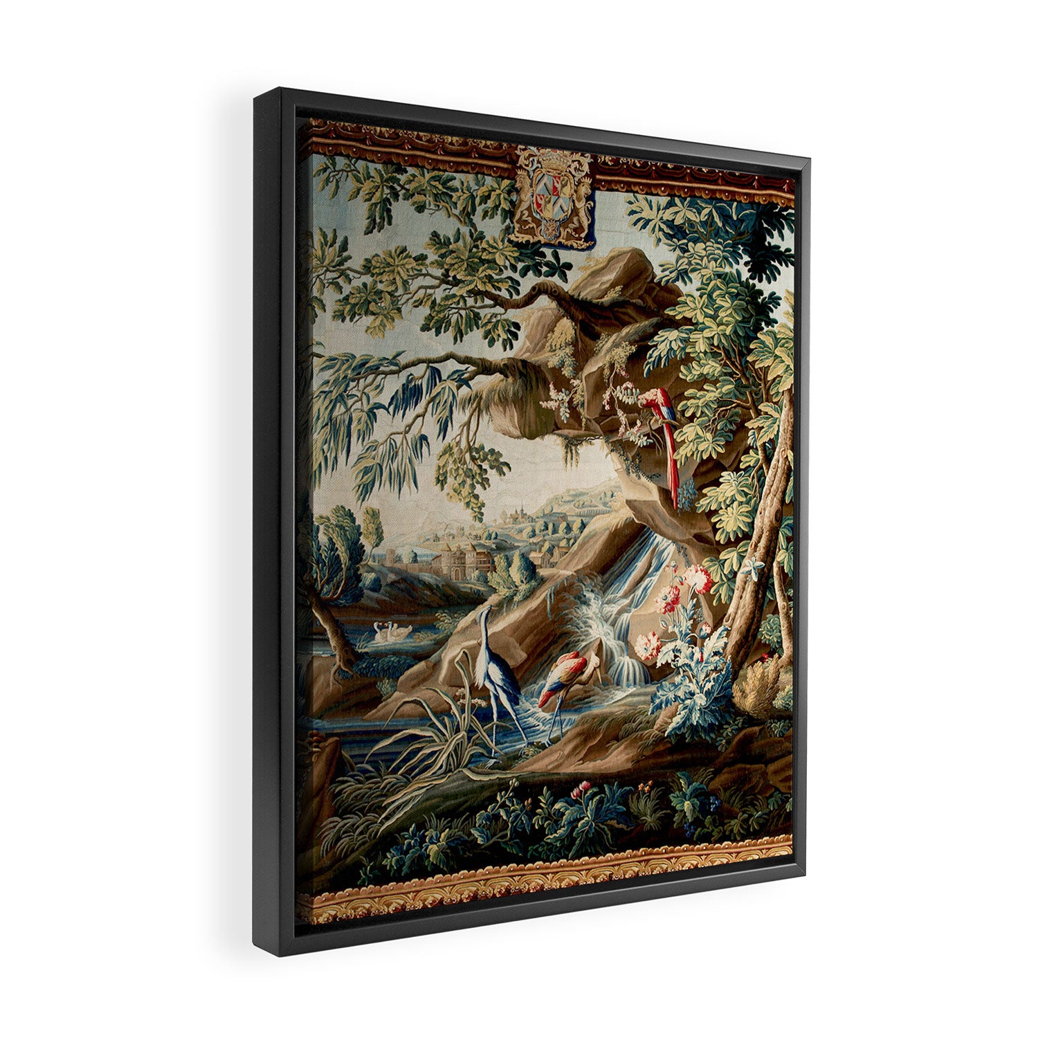 Antique French Verdure Magical Forest Landscape Tapestry Framed Canvas Print Gallery Image 2