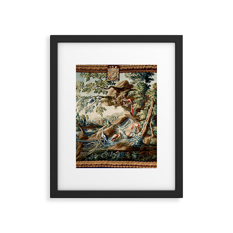Antique French Verdure Magical Forest Landscape Tapestry Framed Art Print Gallery Image 6