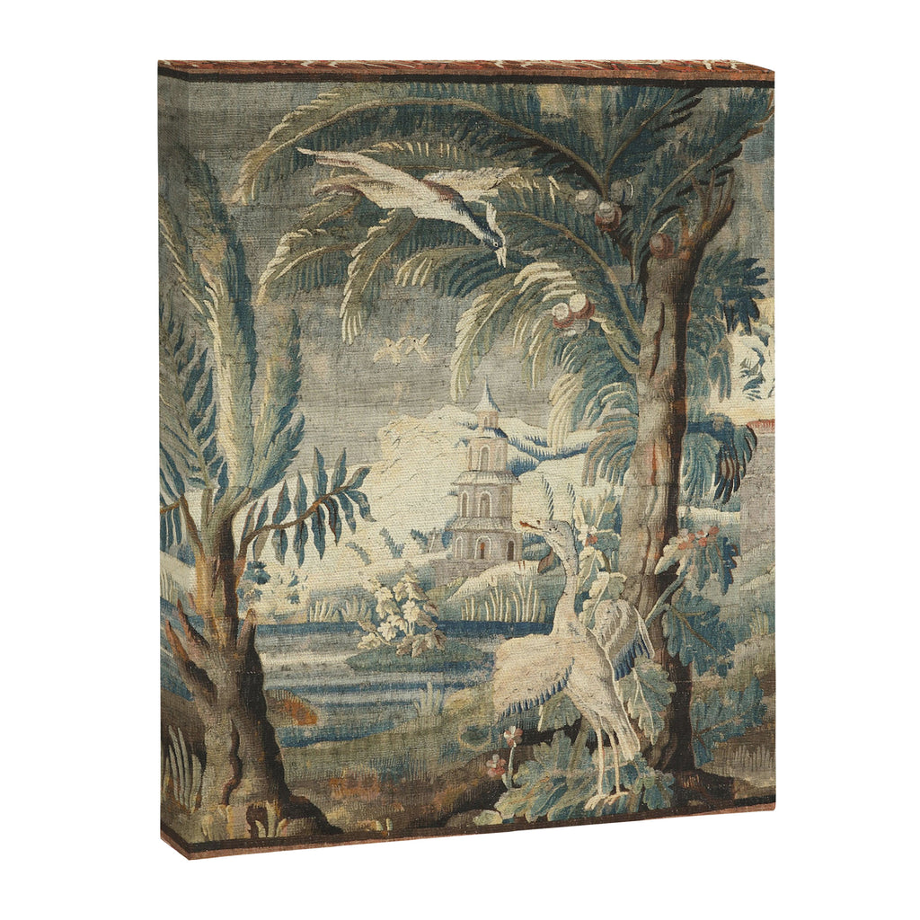 Antique French Verdure Pagoda Tapestry Canvas Print Gallery Image 8