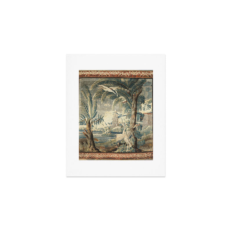 Antique French Verdure Pagoda Tapestry Art Print Gallery Image 1