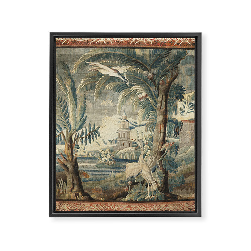 Antique French Verdure Pagoda Tapestry Framed Canvas Print Gallery Image 8