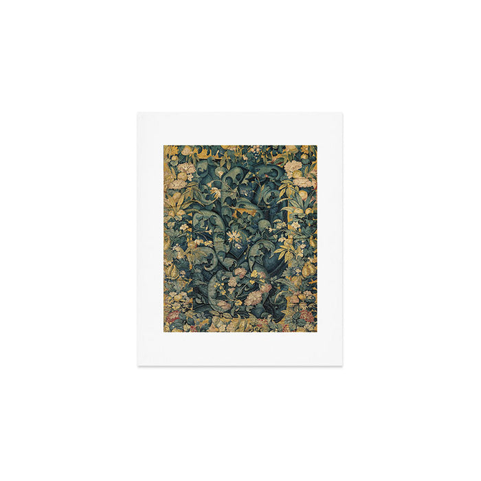Antique French Verdure Secret Forest Garden Tapestry Art Print Gallery Image 1