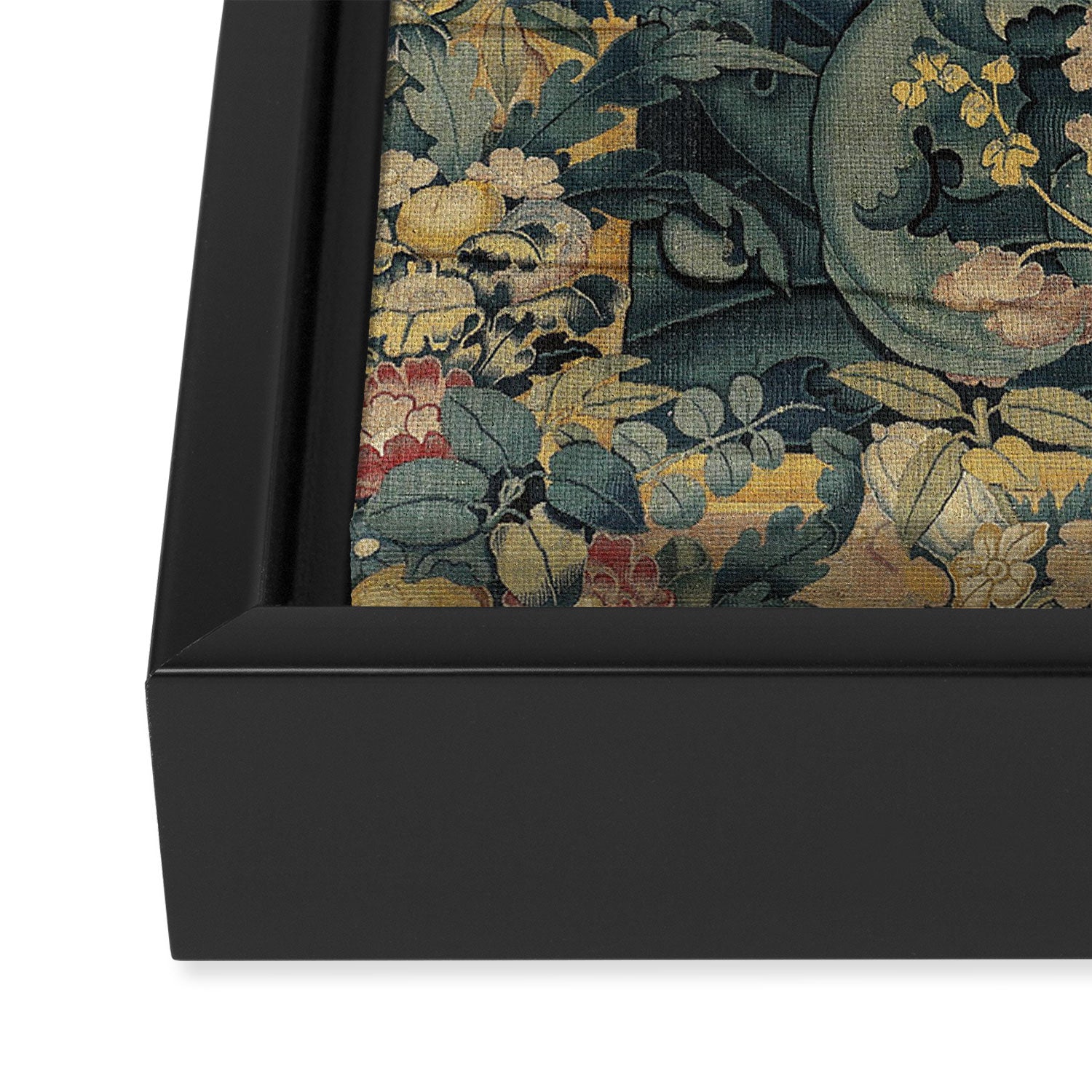 Antique French Verdure Secret Forest Garden Tapestry Framed Canvas Print Gallery Image 3