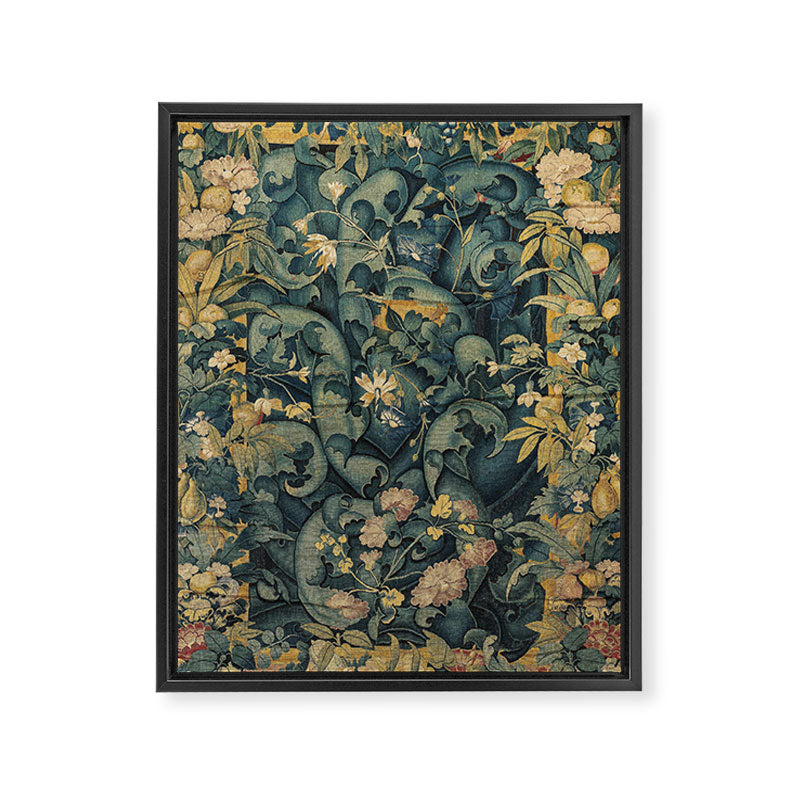 Antique French Verdure Secret Forest Garden Tapestry Framed Canvas Print Gallery Image 6