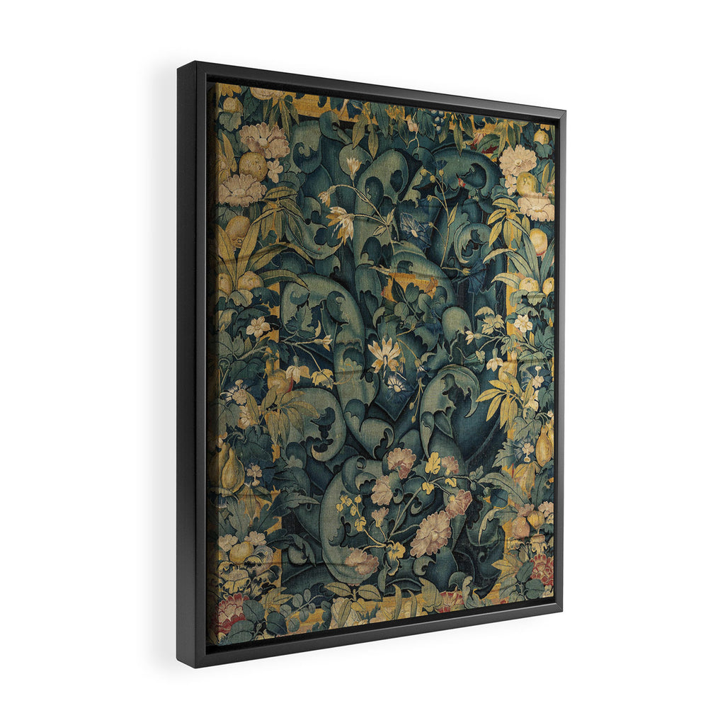 Antique French Verdure Secret Forest Garden Tapestry Framed Canvas Print Gallery Image 2
