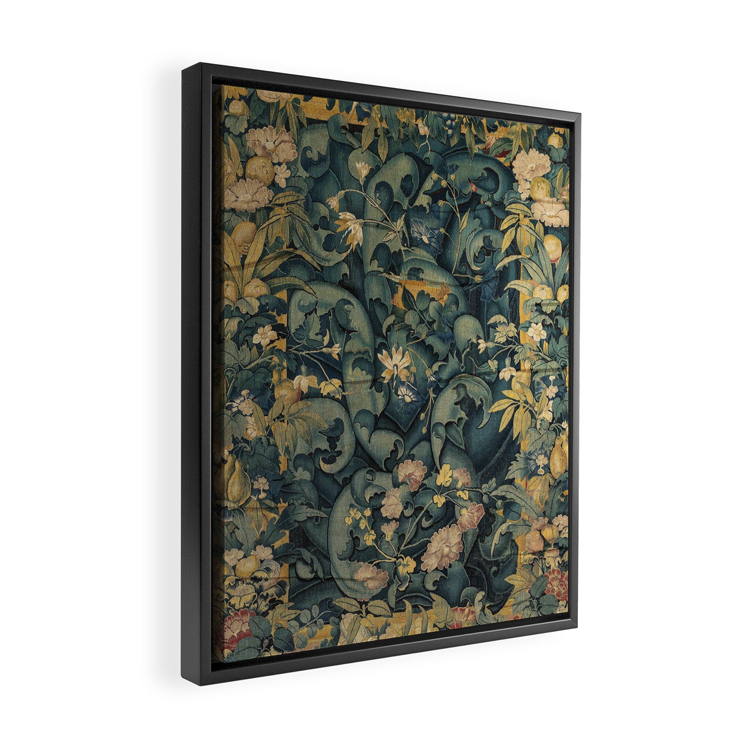 Antique French Verdure Secret Forest Garden Tapestry Framed Canvas Print Gallery Image 2