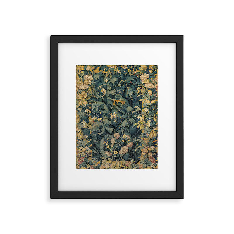 Antique French Verdure Secret Forest Garden Tapestry Framed Art Print Gallery Image 5